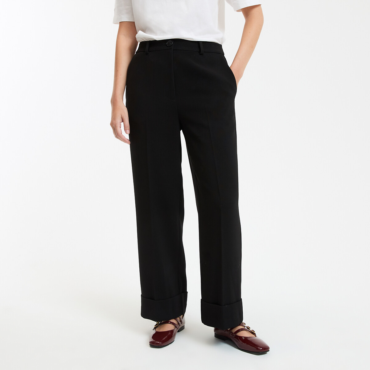 COLEÇÃO LA REDOUTE<br>Calça reta de cintura alta, comprimento 7/8