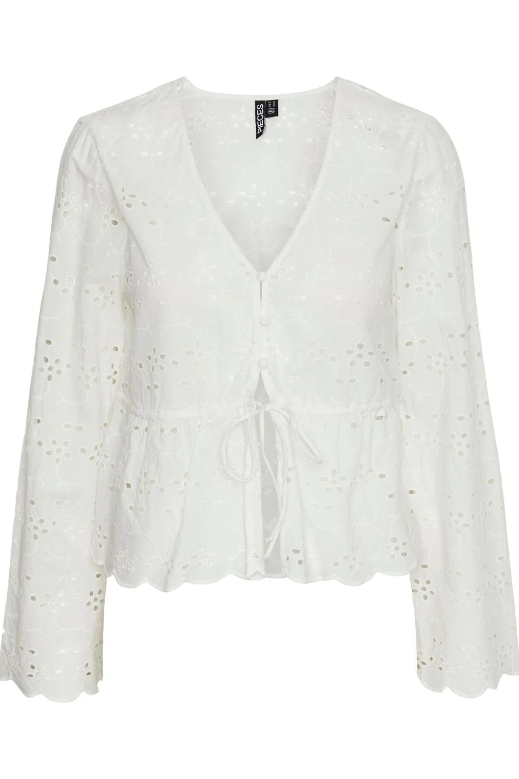 Pieces Pcarmorine Ls Embroderi Tie Top 4484944 cloud dancer