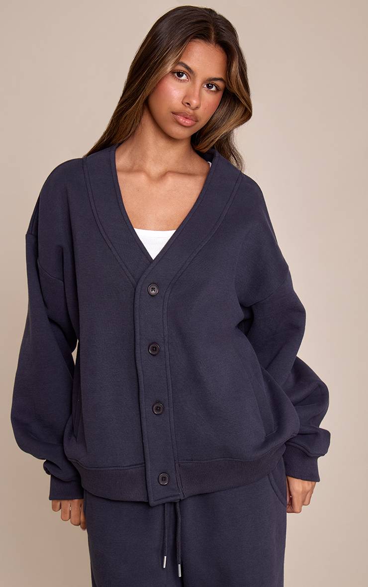 Bleu Marine Sweat Petite Avec Boutons Et Poches Latérales