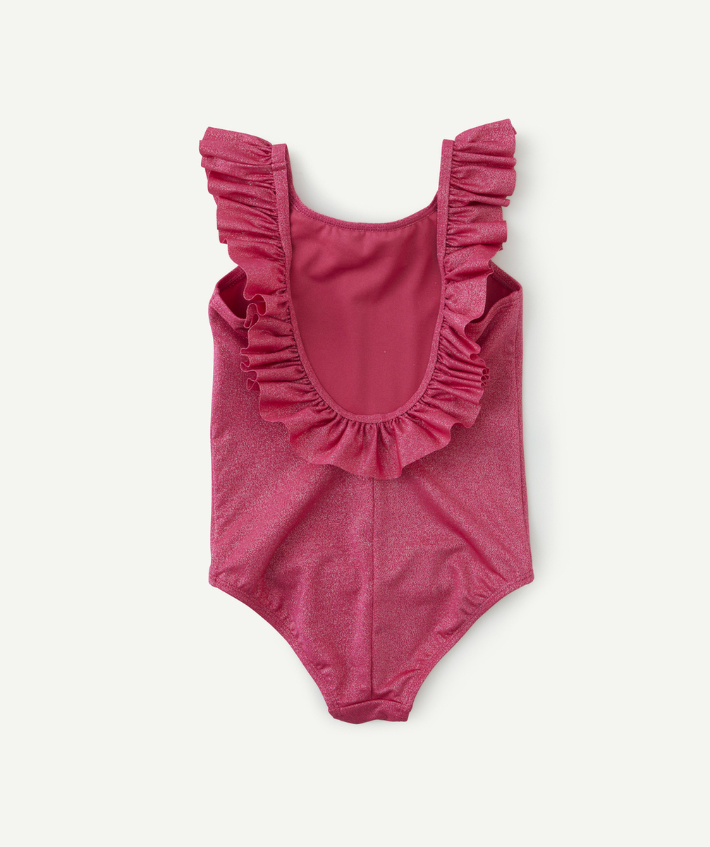 MAILLOT DE BAIN 1 PIÈCE FILLE EN FIBRES RECYCLÉES ROSE PAILLETÉ