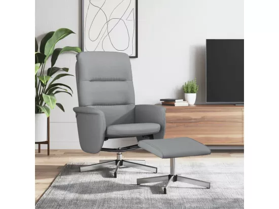 Fauteuil inclinable avec repose-pied gris clair tissu
