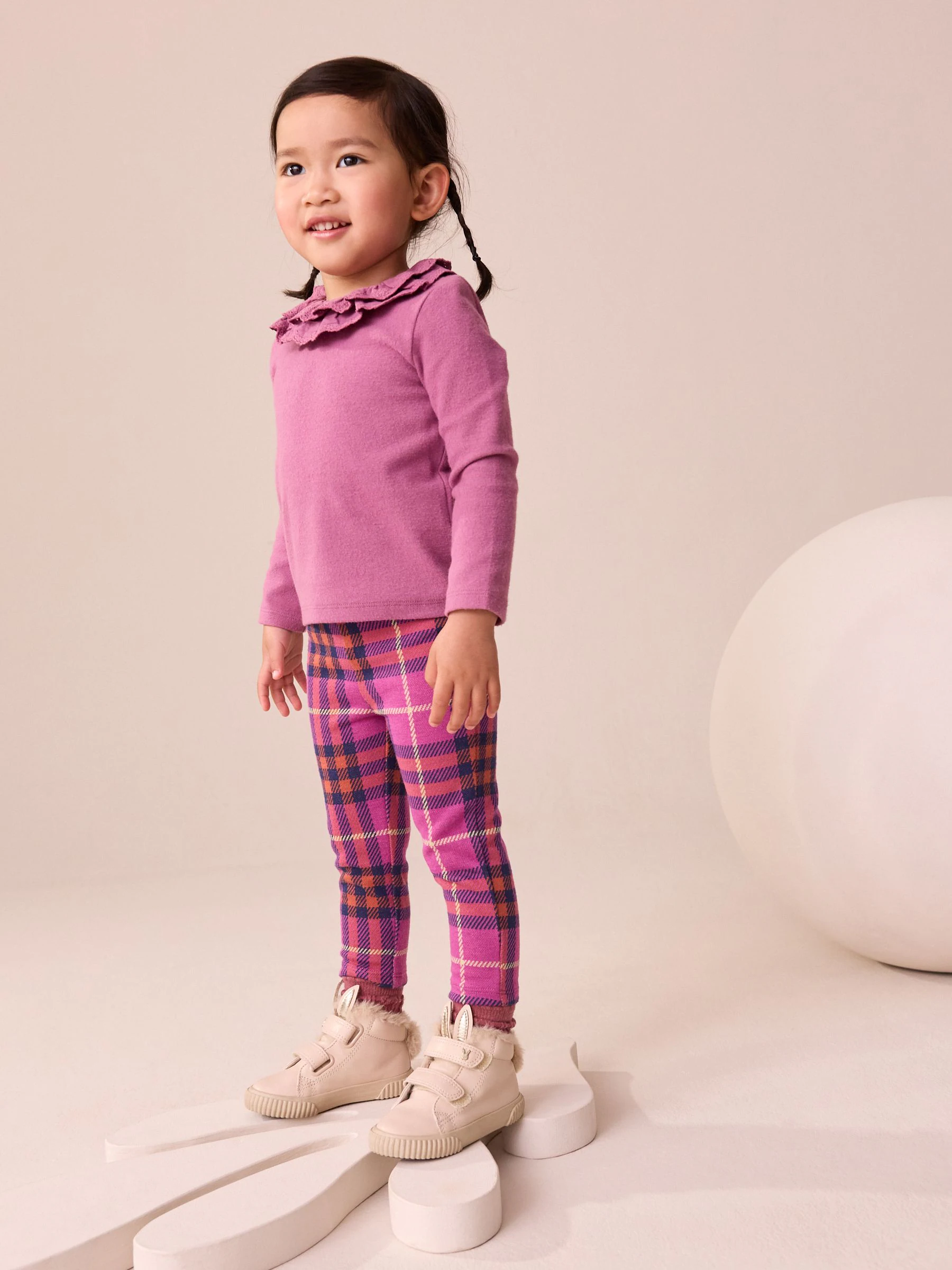 Paars - Check Leggings (3mths-7yrs)