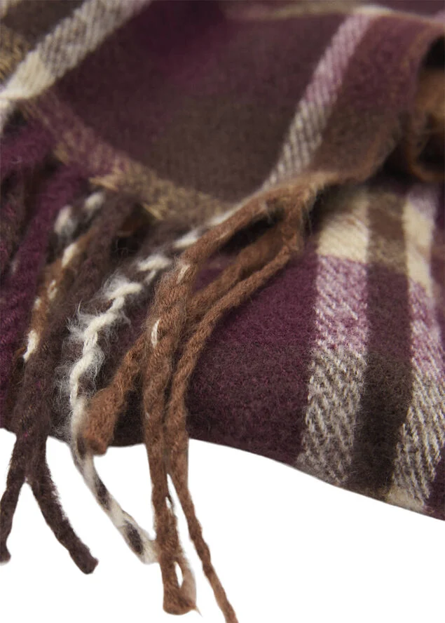 MANGO Fringed check scarf 78