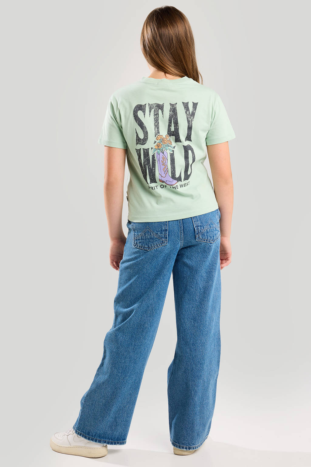 America Today T-shirt met backprint mintgroen