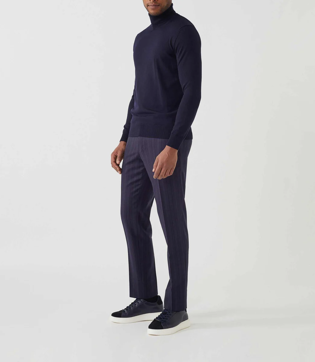 Pull col roulé marine 