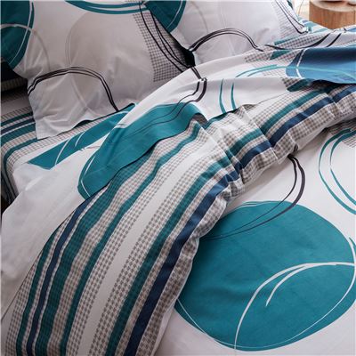 Linge de lit motif cercles et rayures - BECQUET CRÉATION