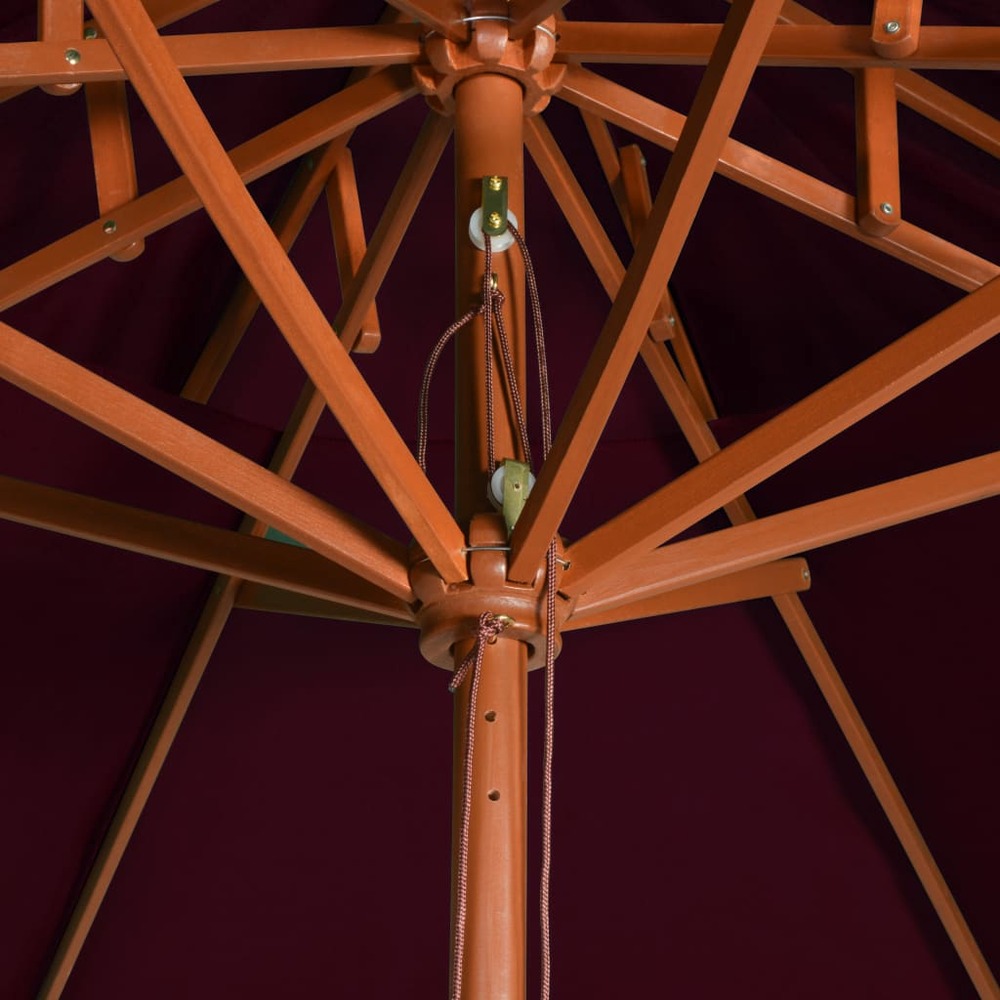 Parasol double avec mât en bois 270 cm rouge bordeaux