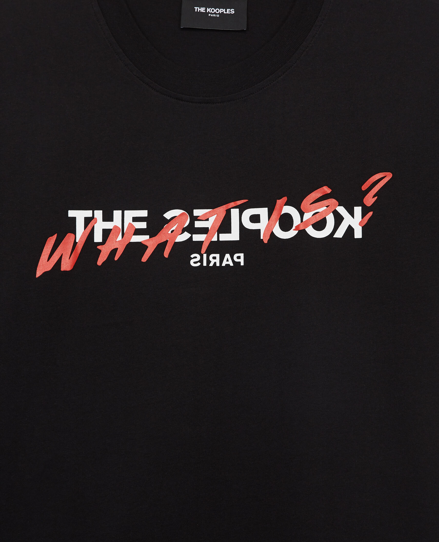 T-shirt noir coton imprimé What is