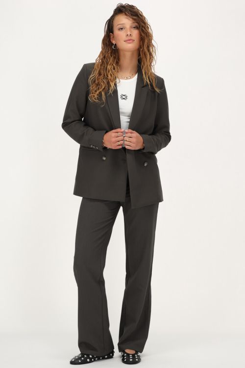 Donkergroene blazer met dubbele knopen