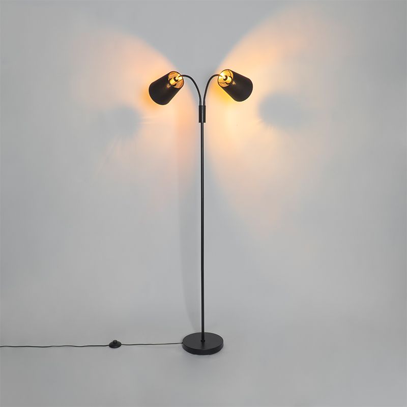 Moderne vloerlamp zwart 2-lichts - Carmen
