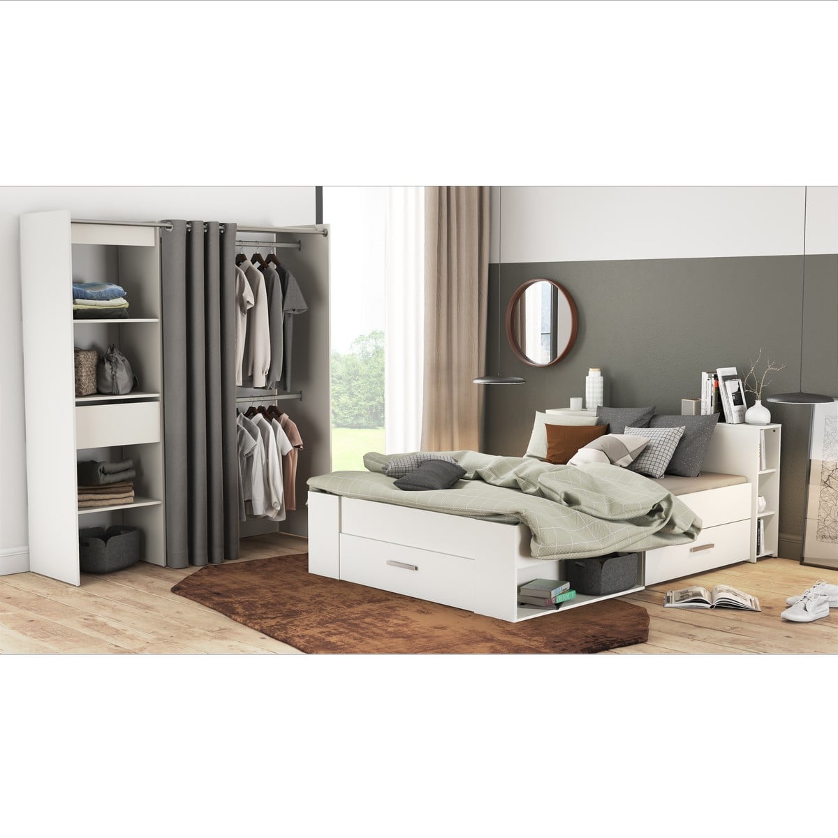 Calicosy - POCKET Bed 2 plaatsen  - H74,3 cm - Mat wit