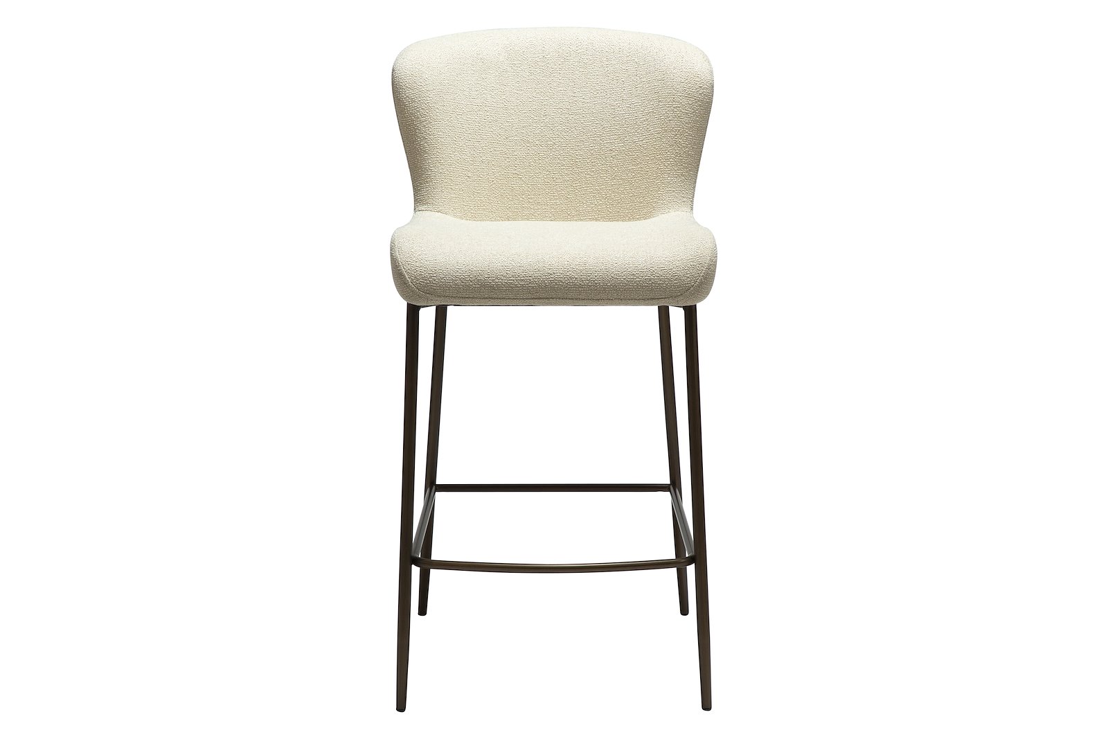 Glam counterstol Til kjøkkenøy eller lave barbord. Tekstil Bouclé Frosted Almond med antikk messing ben