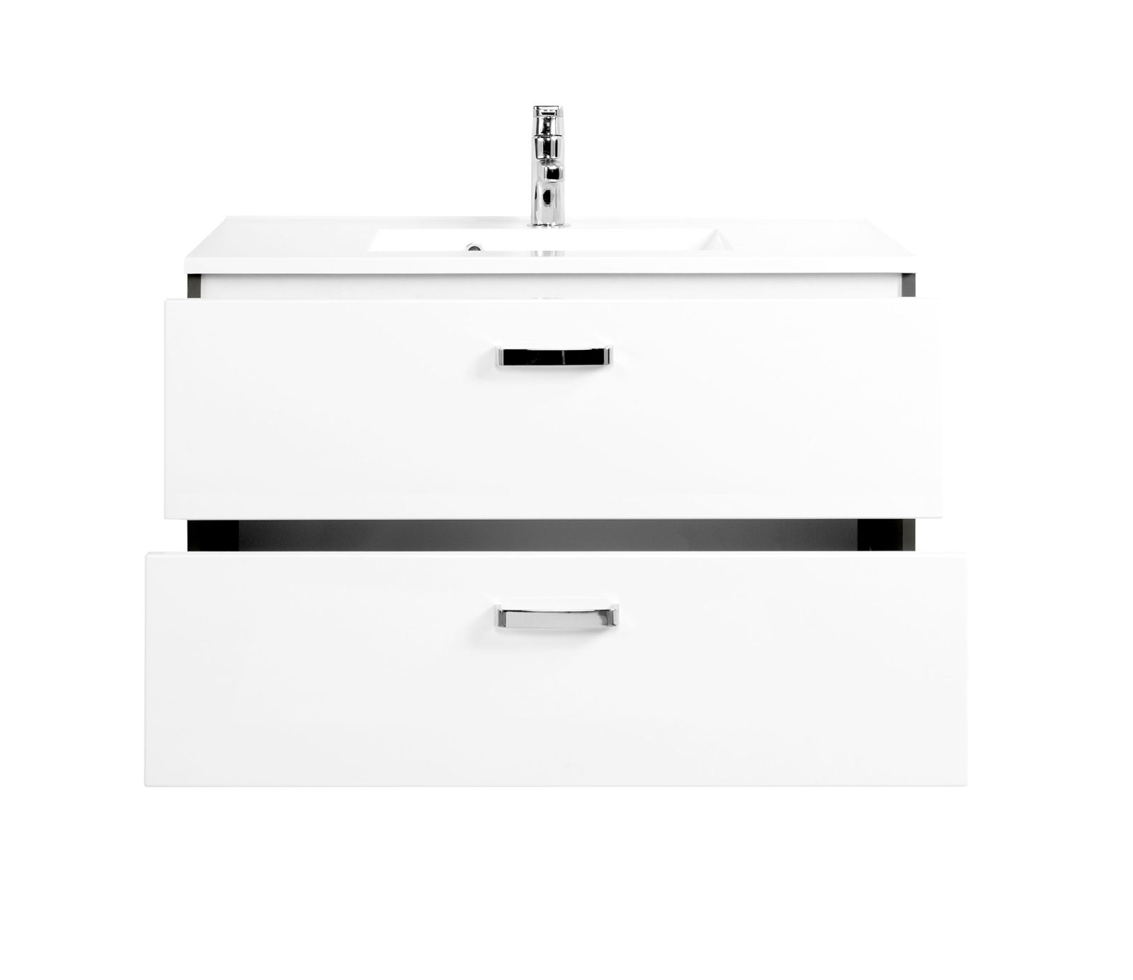 2-teiliges Badmöbel-Set BOLOGNA - weiß Hochglanz-grafitgrau - 90 cm breit
