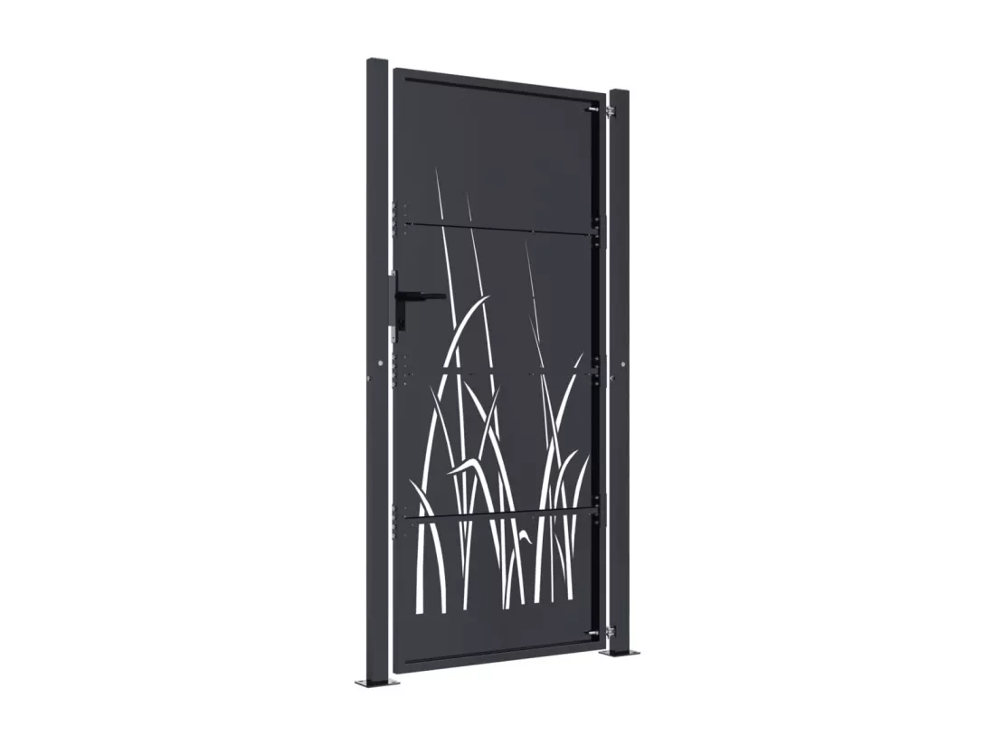 Portail de jardin anthracite 105x205cm acier conception d'herbe