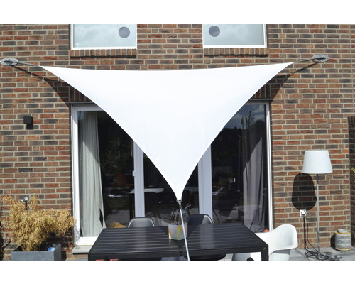 Wit driehoekig zonnescherm met regenbescherming, 360x360x360 cm