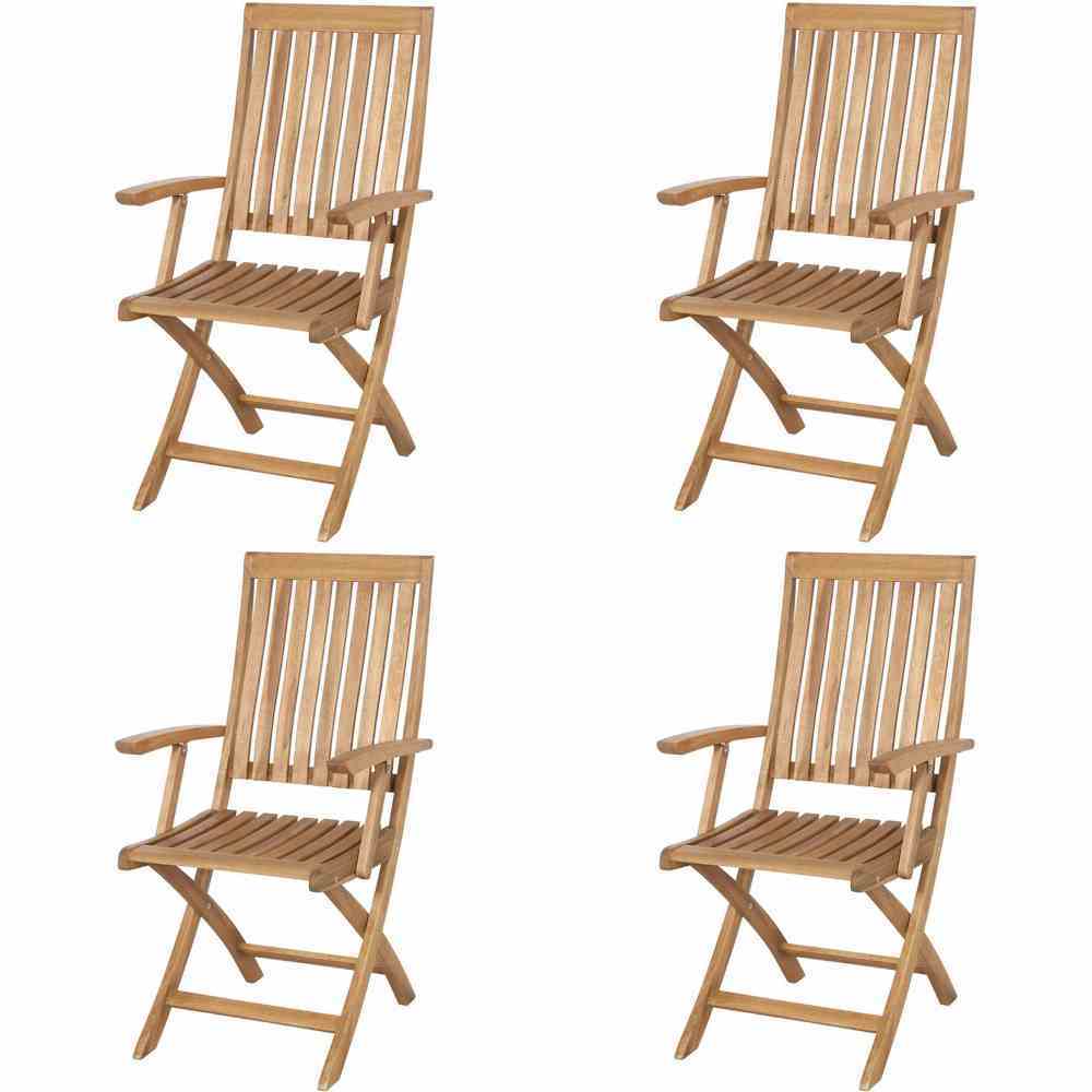 4-teiliges Set Klappstuhl PALEROS - Akazie massiv - mit Armlehnen