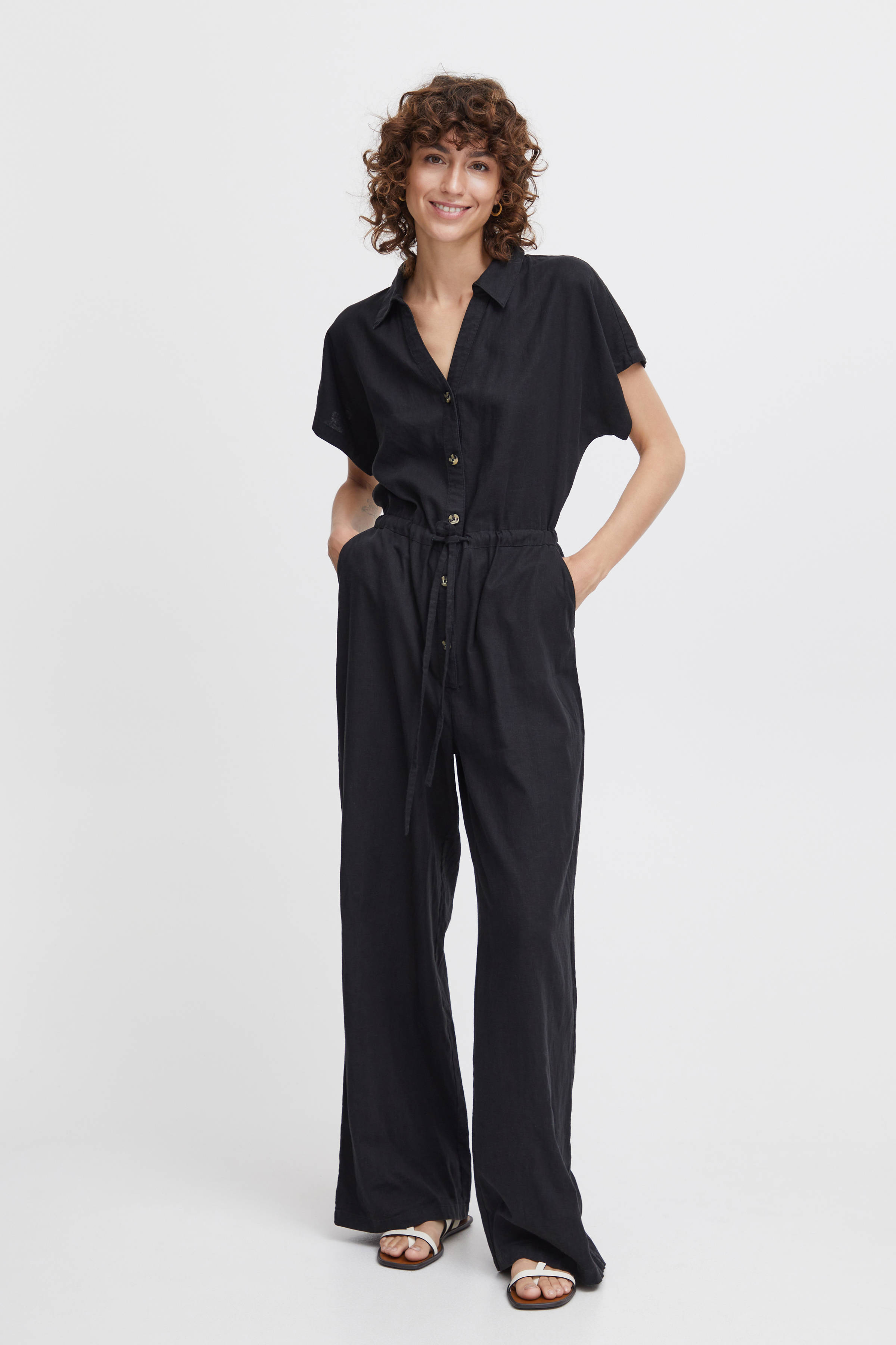 B.Young jumpsuit BYFALAKKA met linnen zwart