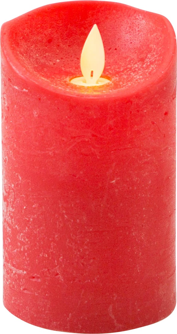 Anna's Collection LED stompkaars met timer Rustiek rood D 7,5 H 12,5 cm