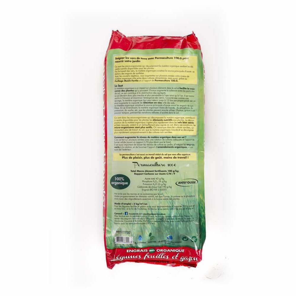 Engrais organique antimousse pour gazon et légumes - 20 litres