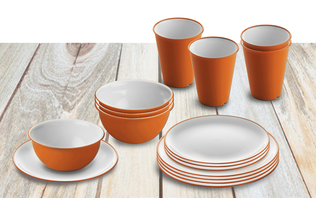 Omada Essgeschirrset mit Müslischüssel 16 teilig orange