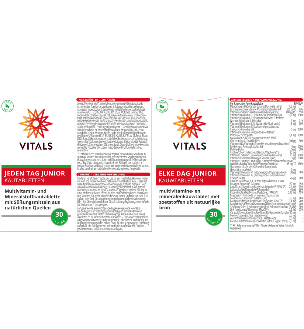 Vitals Elke dag junior (30 kauwtabletten)