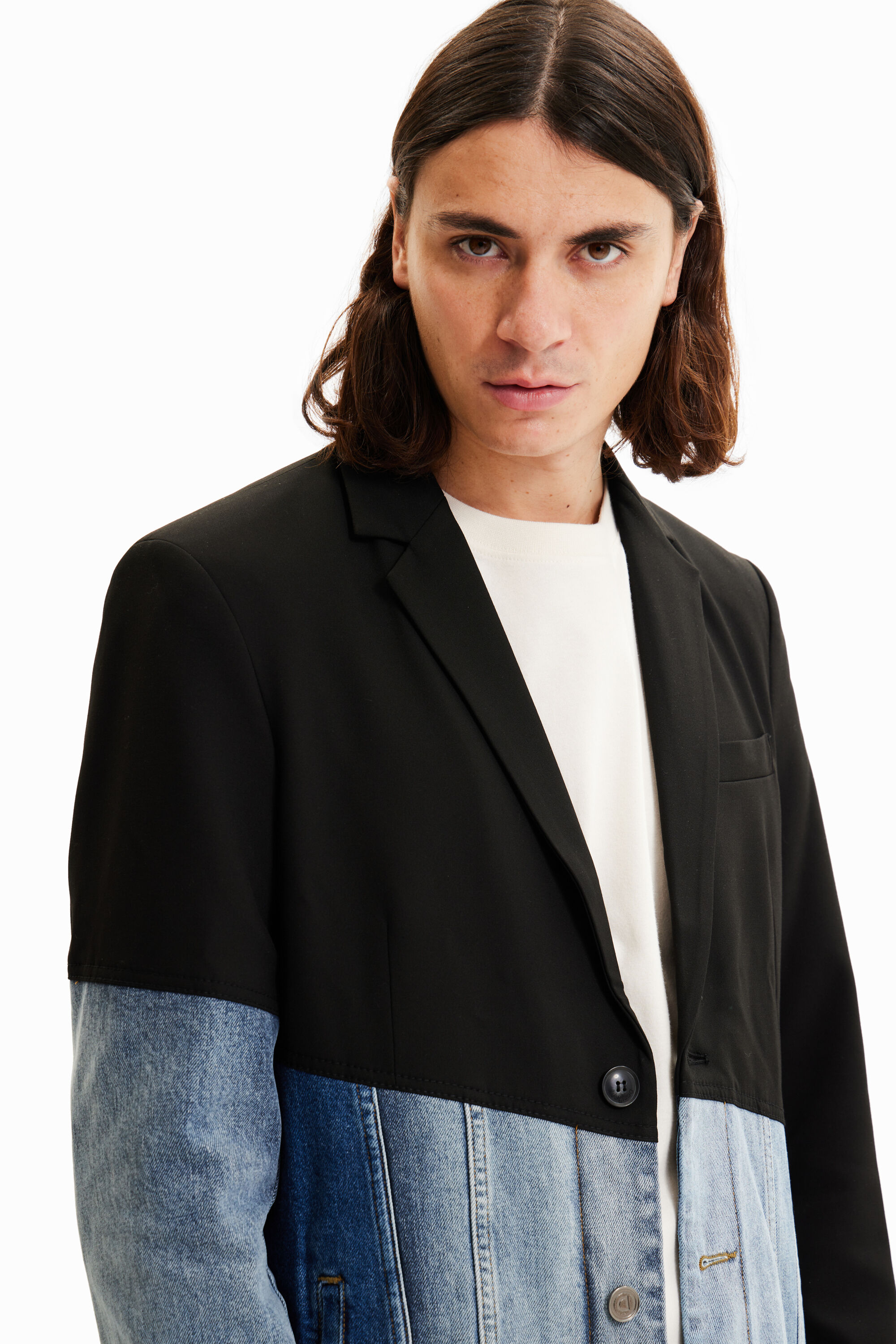 Blazer jean bi-matière