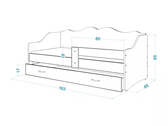 Lit enfant banquette PAT PATROUILLE 80X160 avec sommier , matelas et tiroir Blanc
