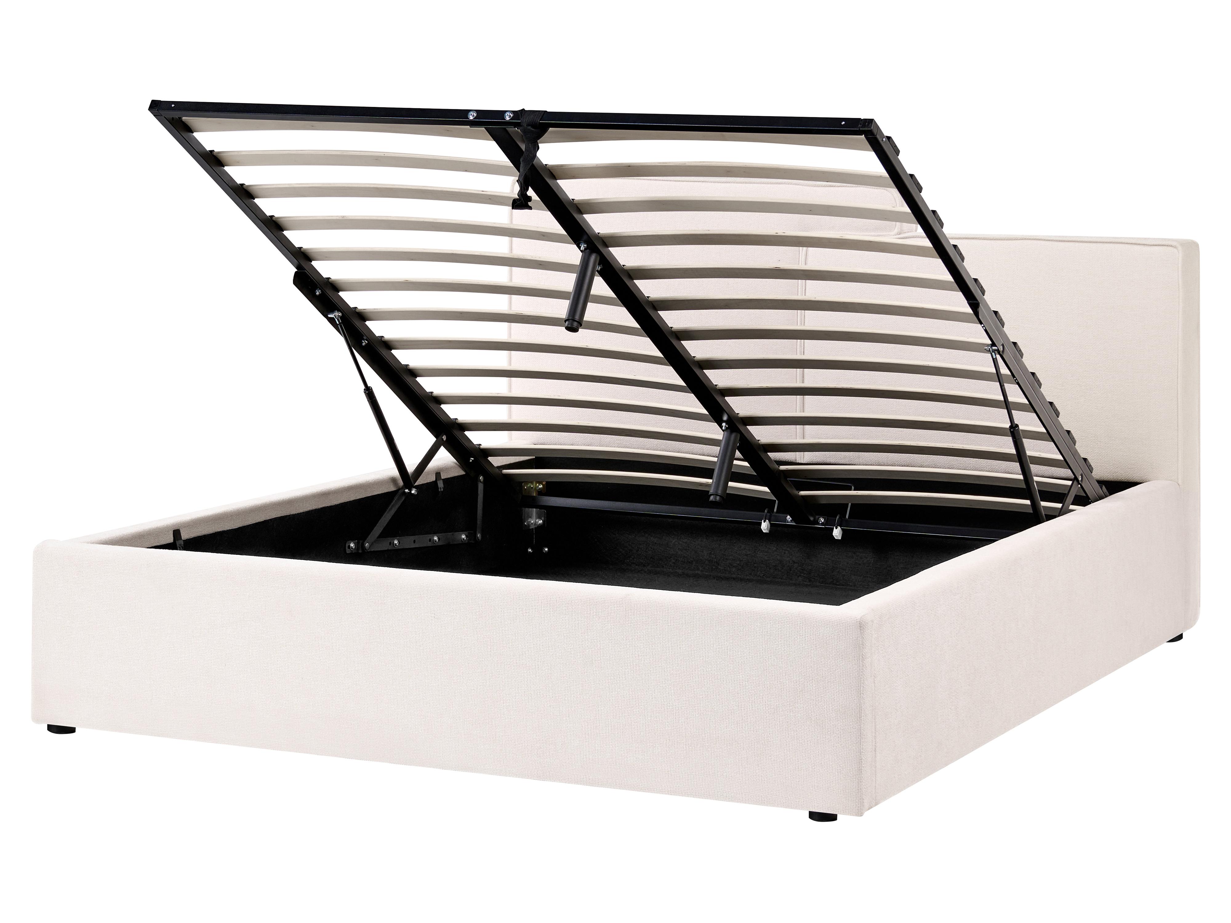 Bed met opbergruimte Stof LAGARDE 160 x 200 cm Gebroken wit