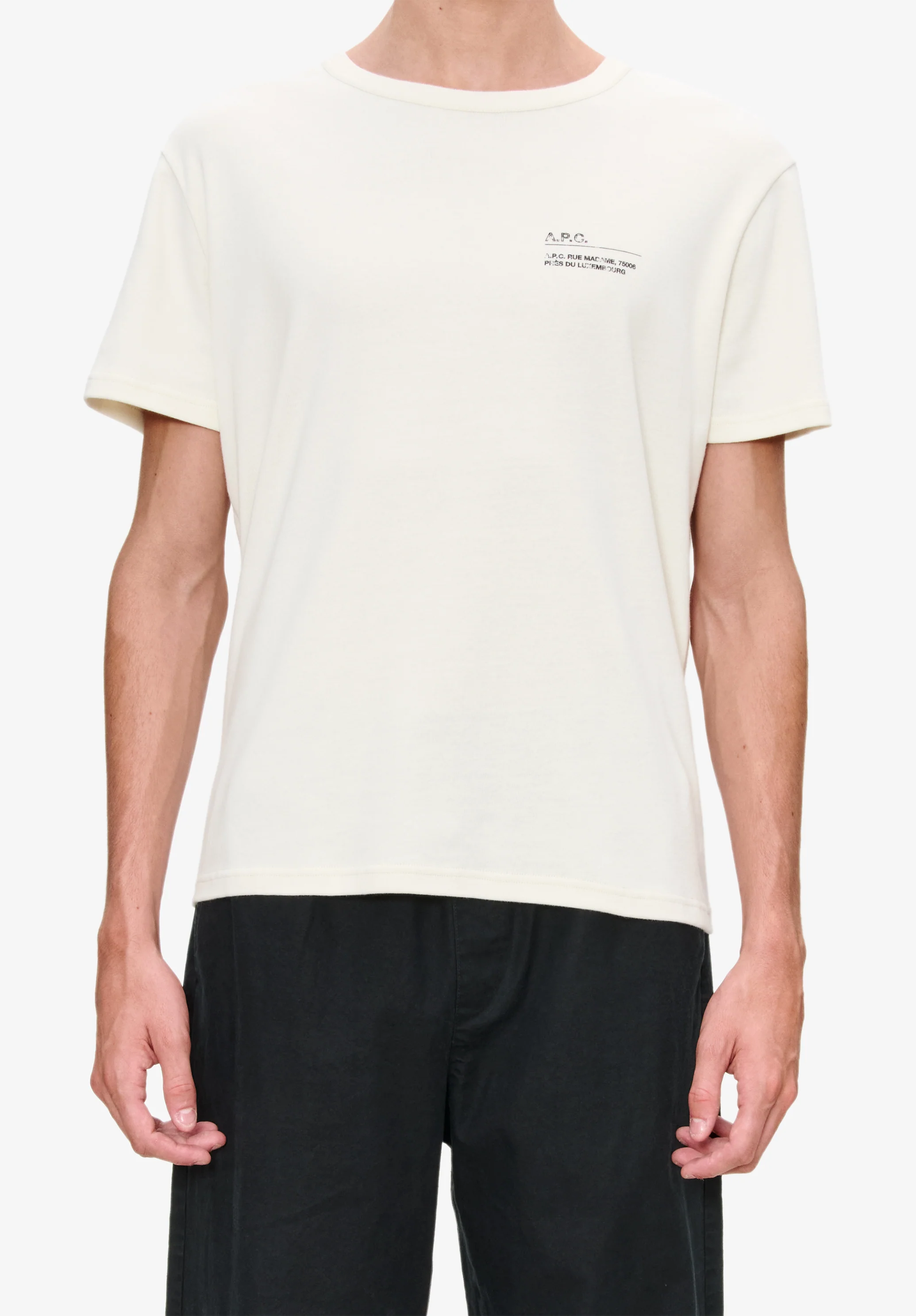 T-Shirt beige ajusté à imprimé effet tampon - Beige