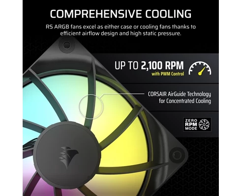 Corsair RS120 ARGB, 120mm ARGB Fan, Single Pack