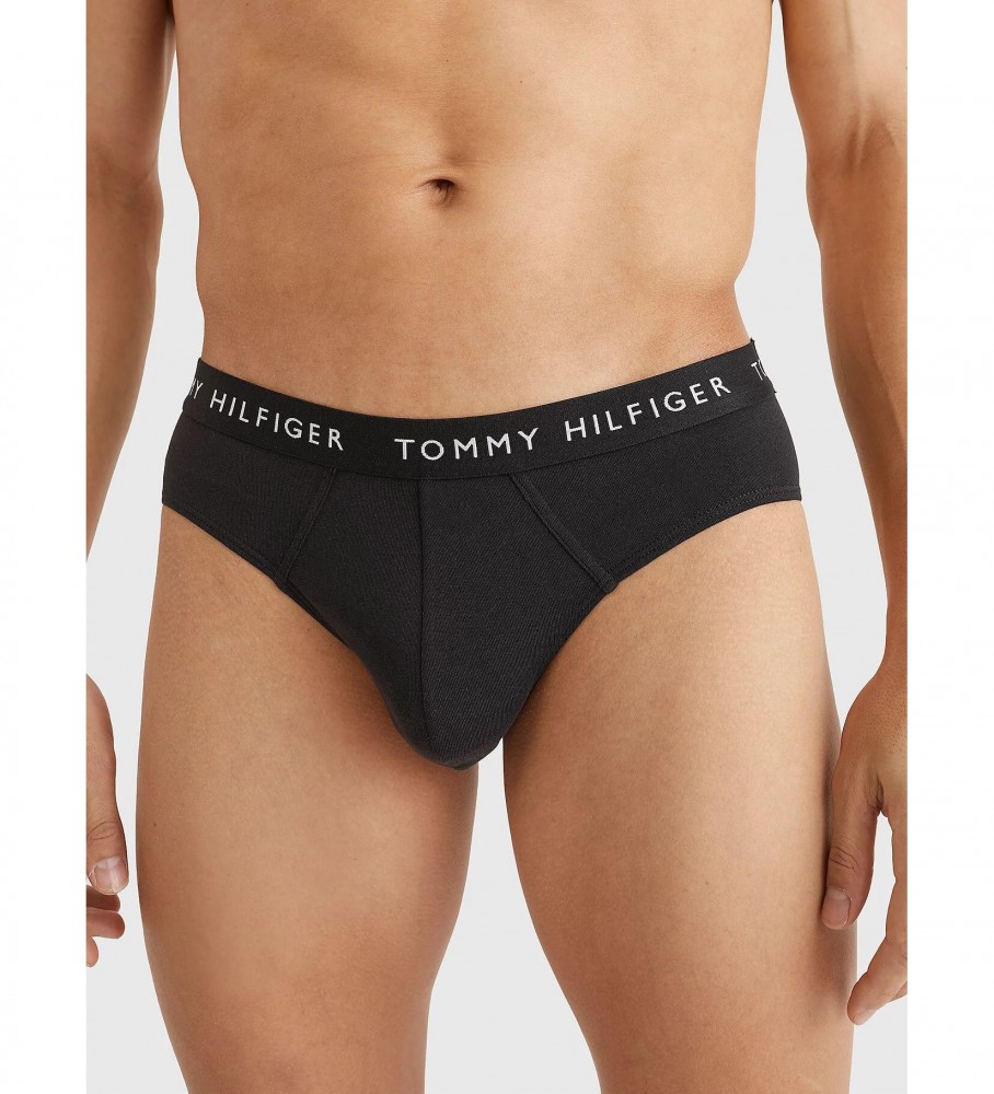 Pacote com 3 Slips Essential da Tommy Hilfiger nas cores preto, cinza e branco.
