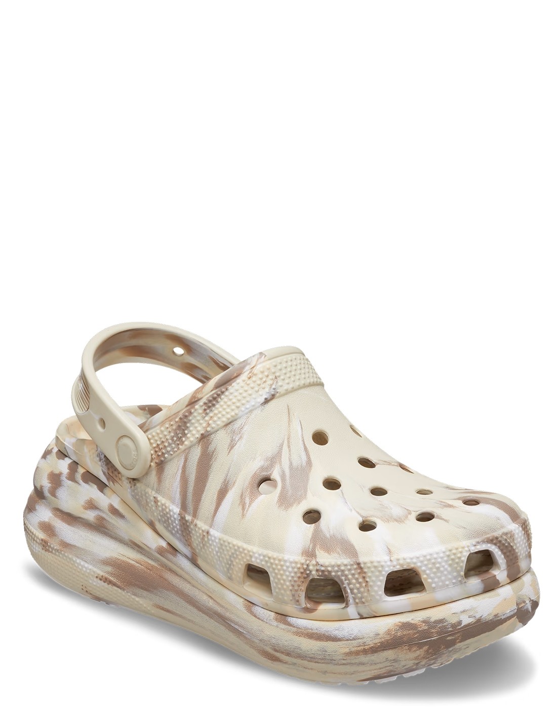 crocs sabots compensées femme classic crush marbled clog beige marbré