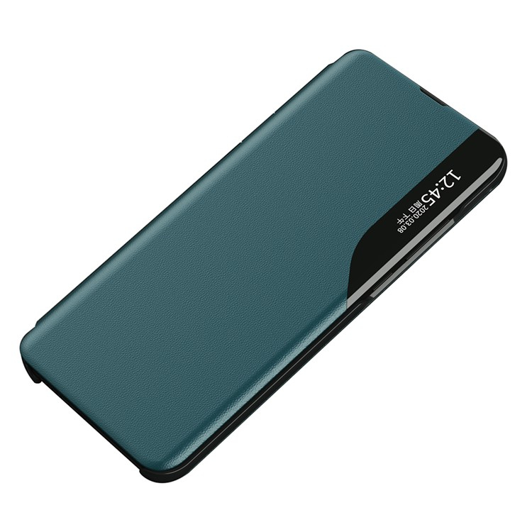 Samsung Galaxy S25 Leder Hülle Small Window View Flip Case - Petrol