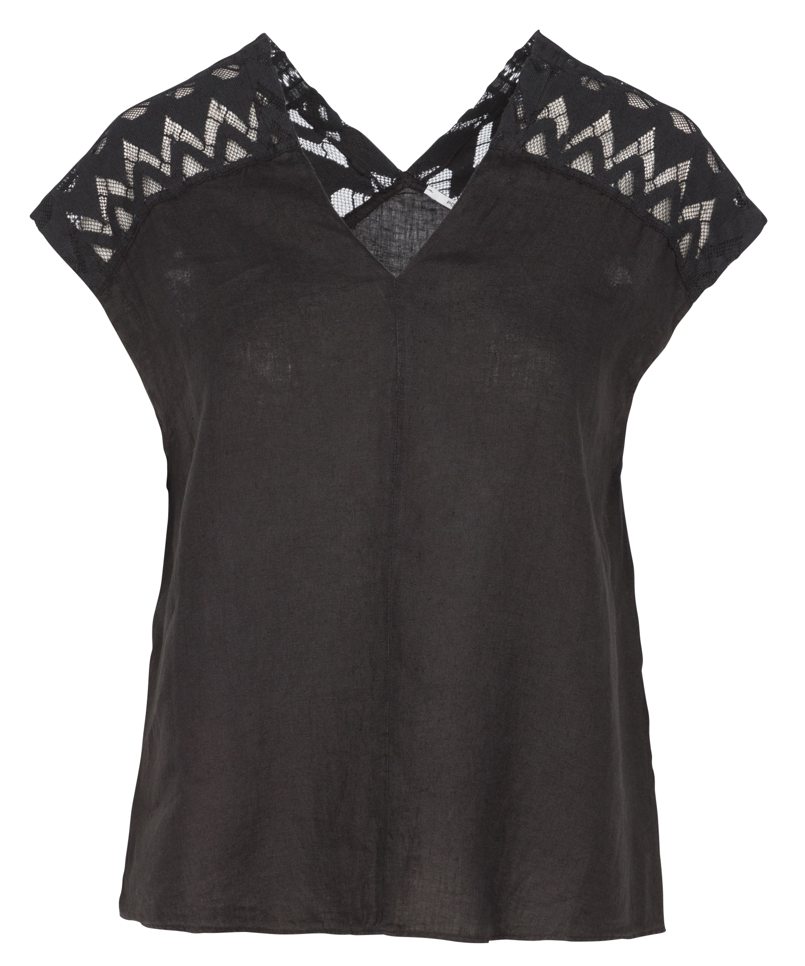 Top col V en lin | Noir