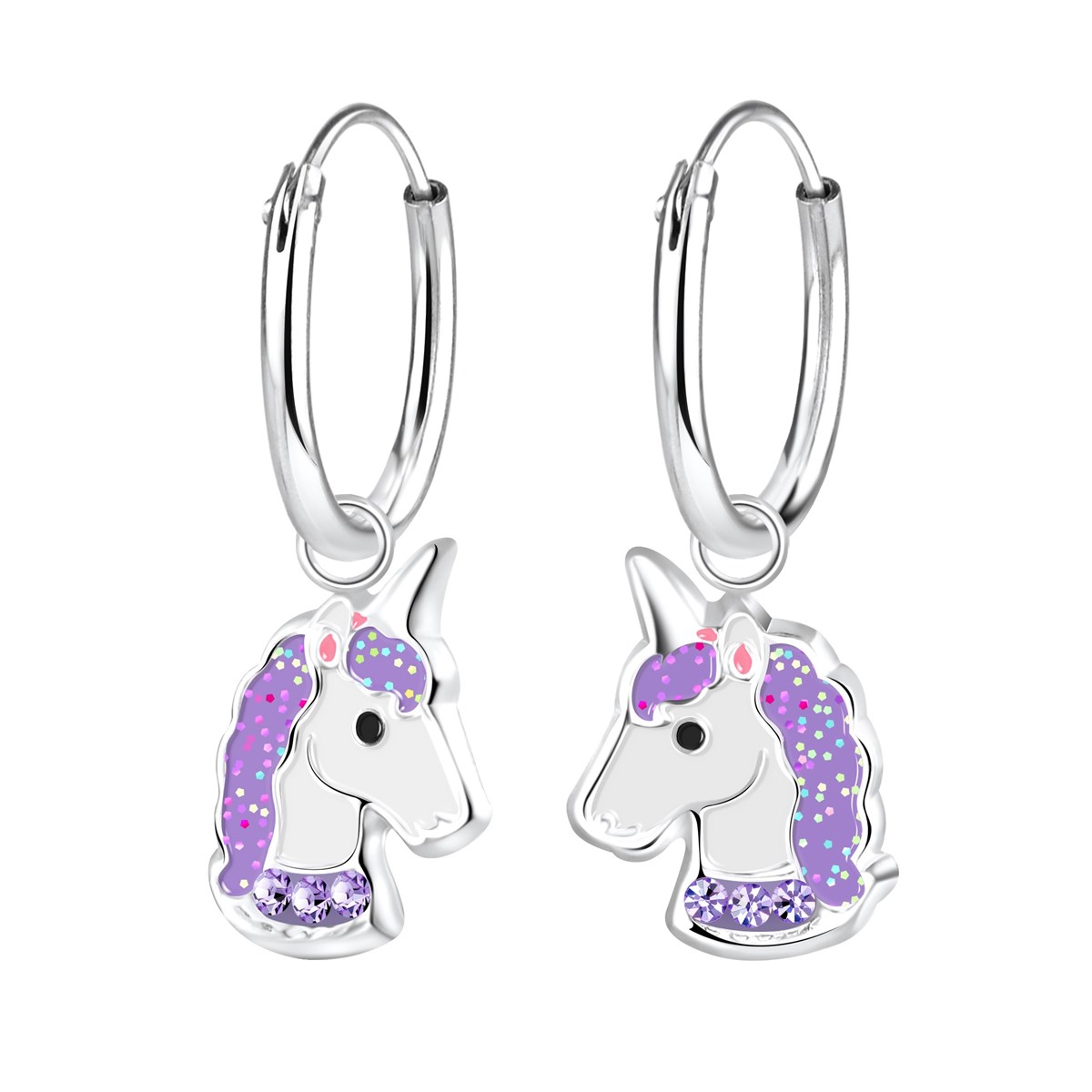 Boucles d'oreilles enfant Licorne en argent 925