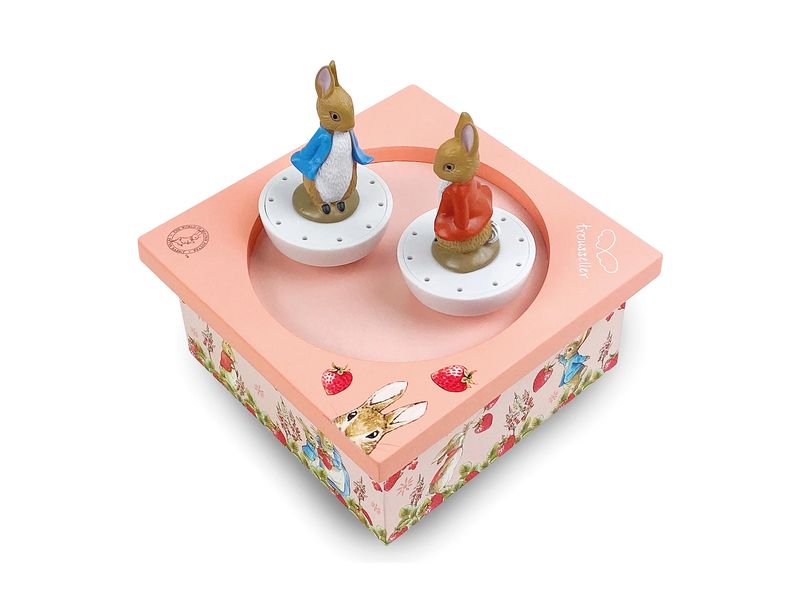 trousselier Spieluhr tanzend Peter Hase, Erdbeeren Magnetische Musikspieldose