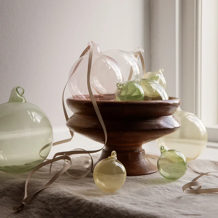 Ferm Living - Glass Baubles Christbaumkugeln, Large, mehrfarbig dunkel (4er-Set)