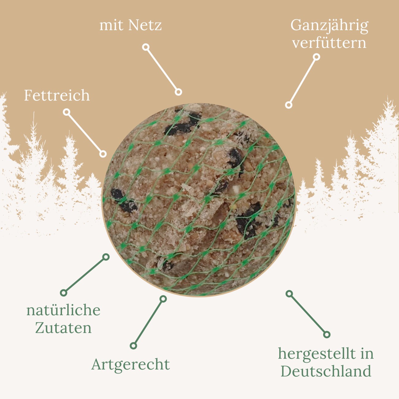Orni Meisenknödel 100 Stück mit Netz und Sonnenblumenkernen | Leckere Meisenknödel für heimische Wildvögel