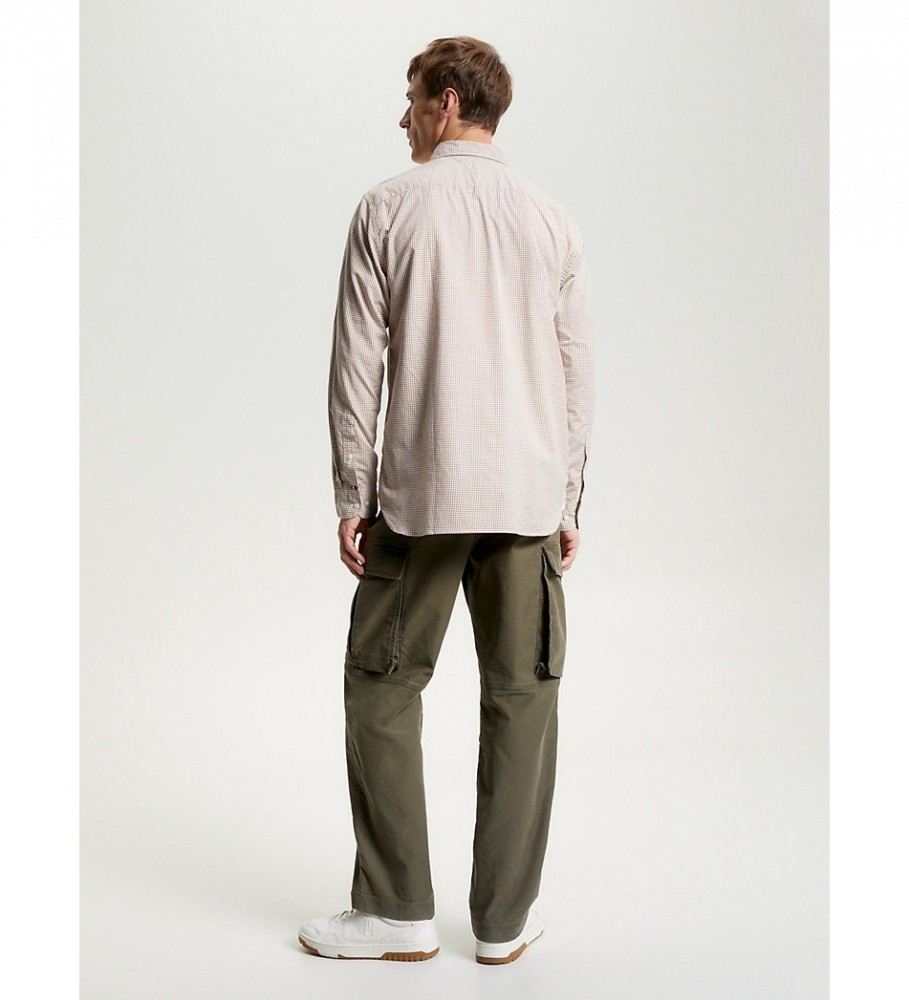 Camisa Tommy Hilfiger de corte regular com estampa xadrez vichy marrom.
