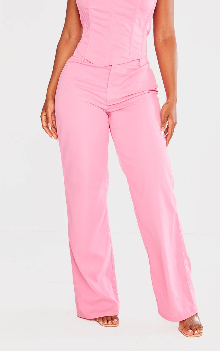 Rose Vif Pantalon Tissé Taille Basse Shape
