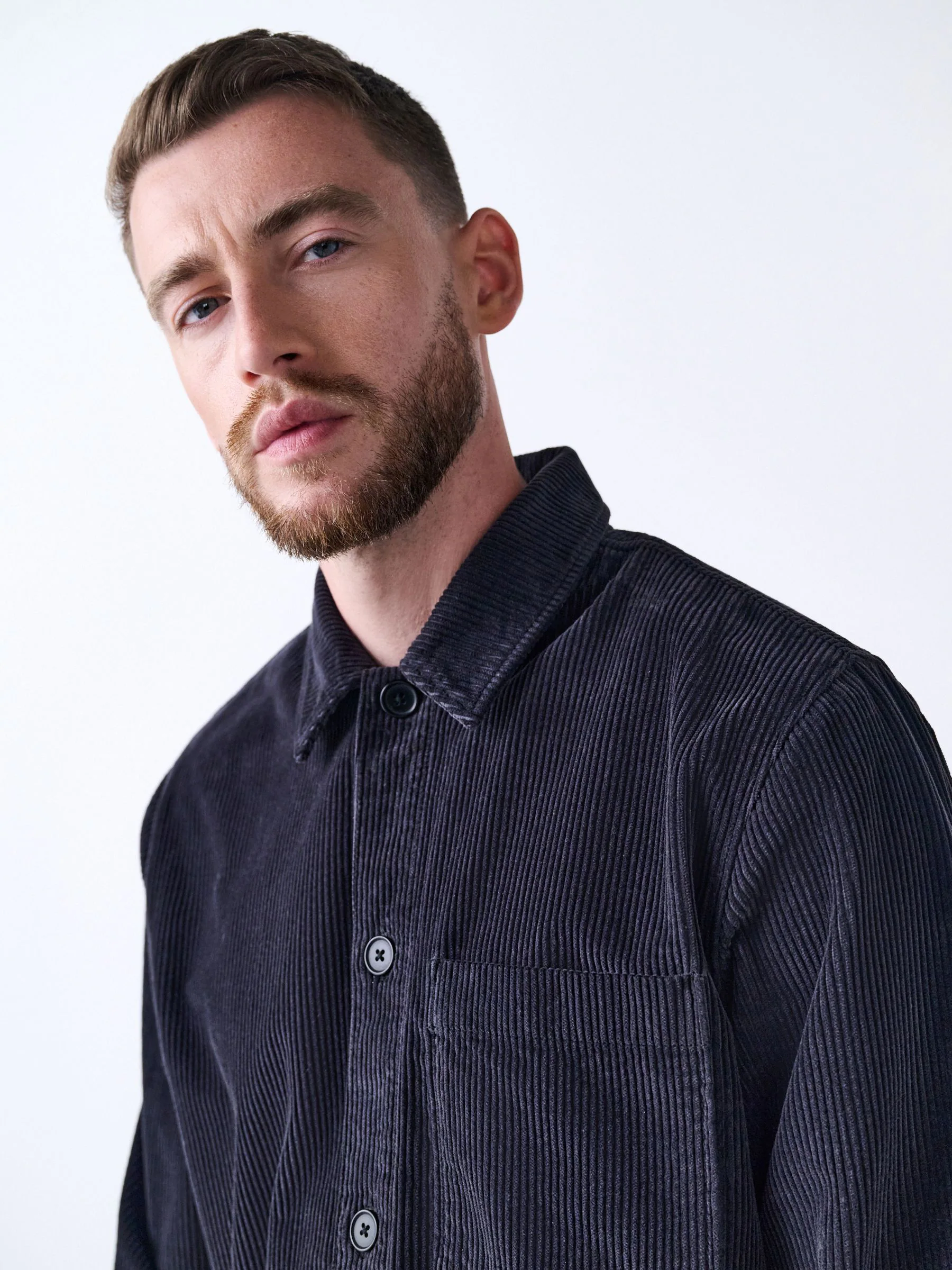 Zwart - Single pocket Corduroy Shacket Overshirt