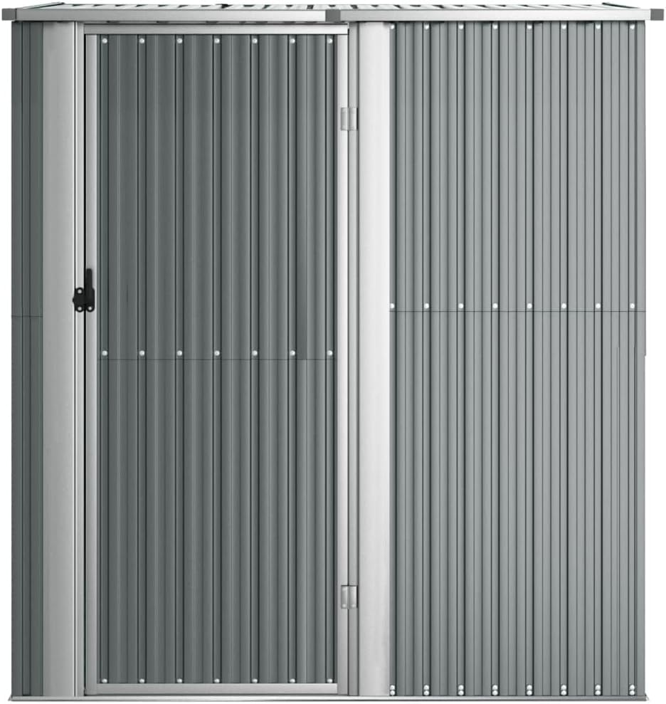 vidaXL Geräteschuppen Gerätehaus Gartenhaus Garten Werkzeug Schuppen Lagerschuppen Geräteschrank Grau 180,5x97x209,5cm Verzinkter Stahl