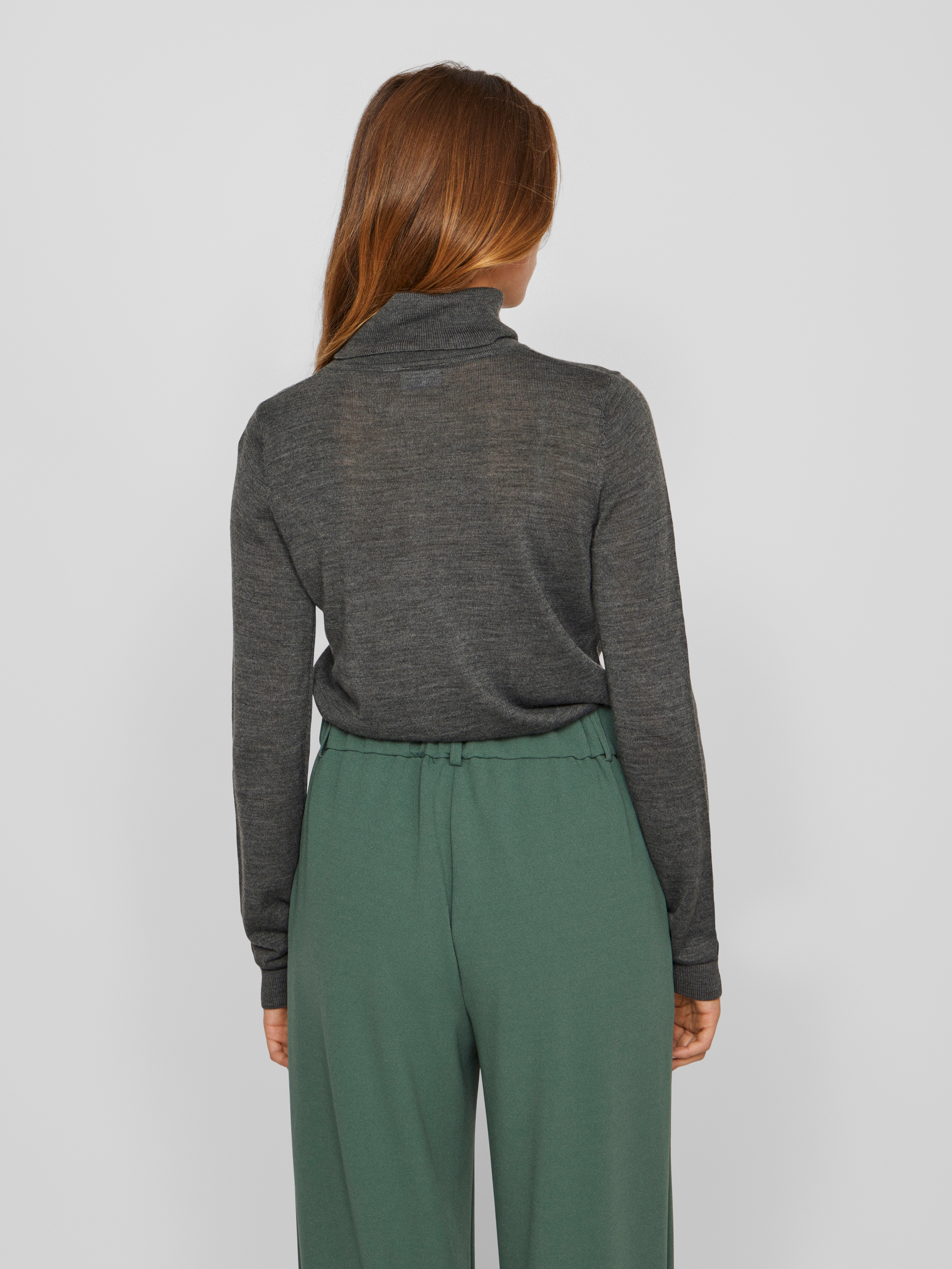 Vila  Vimerina L/S Rollneck striktrøje - Dark Grey Melange