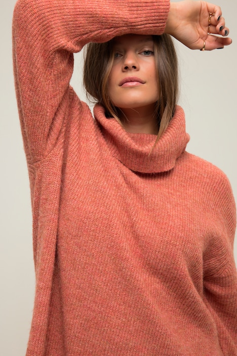 Strick-Minikleid, oversized, Rollkragen, Langarm
