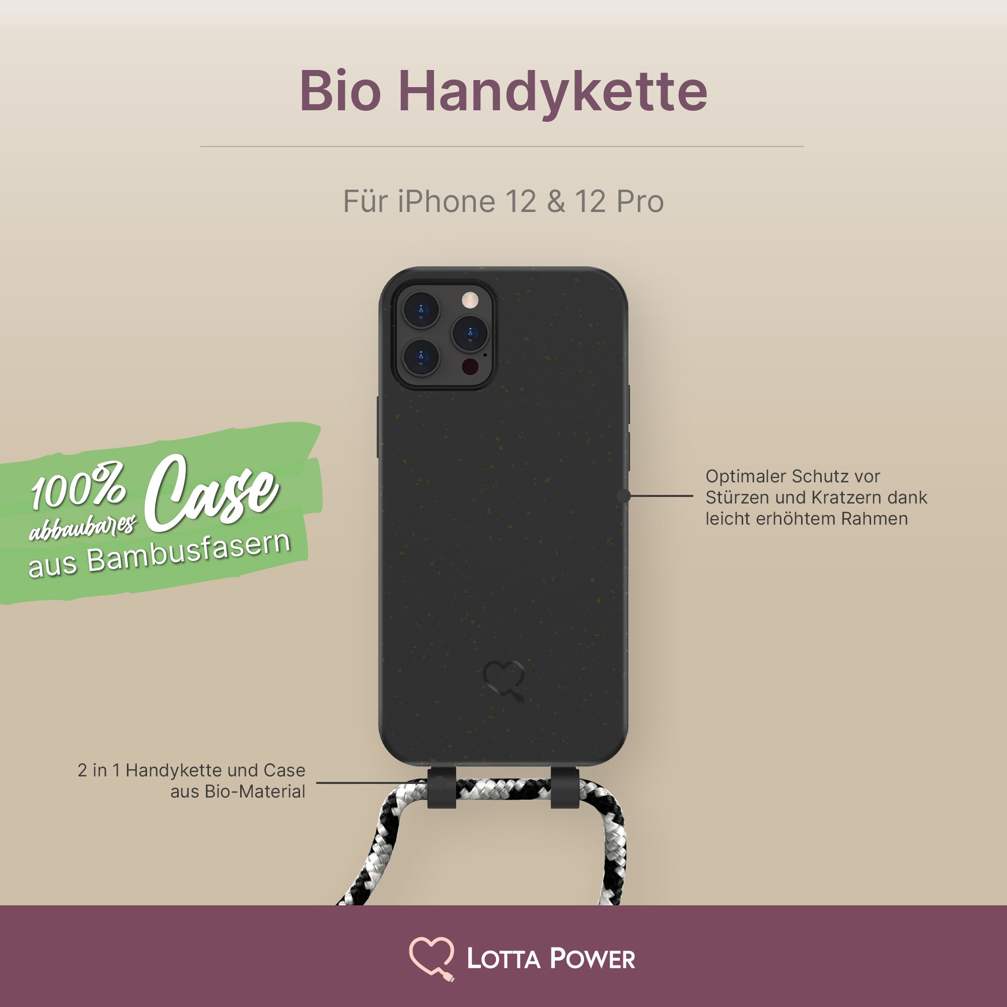 Lotta Power DIVERS SoftCase Bio Handy-Kette iPhone 12/12 Pro Black
