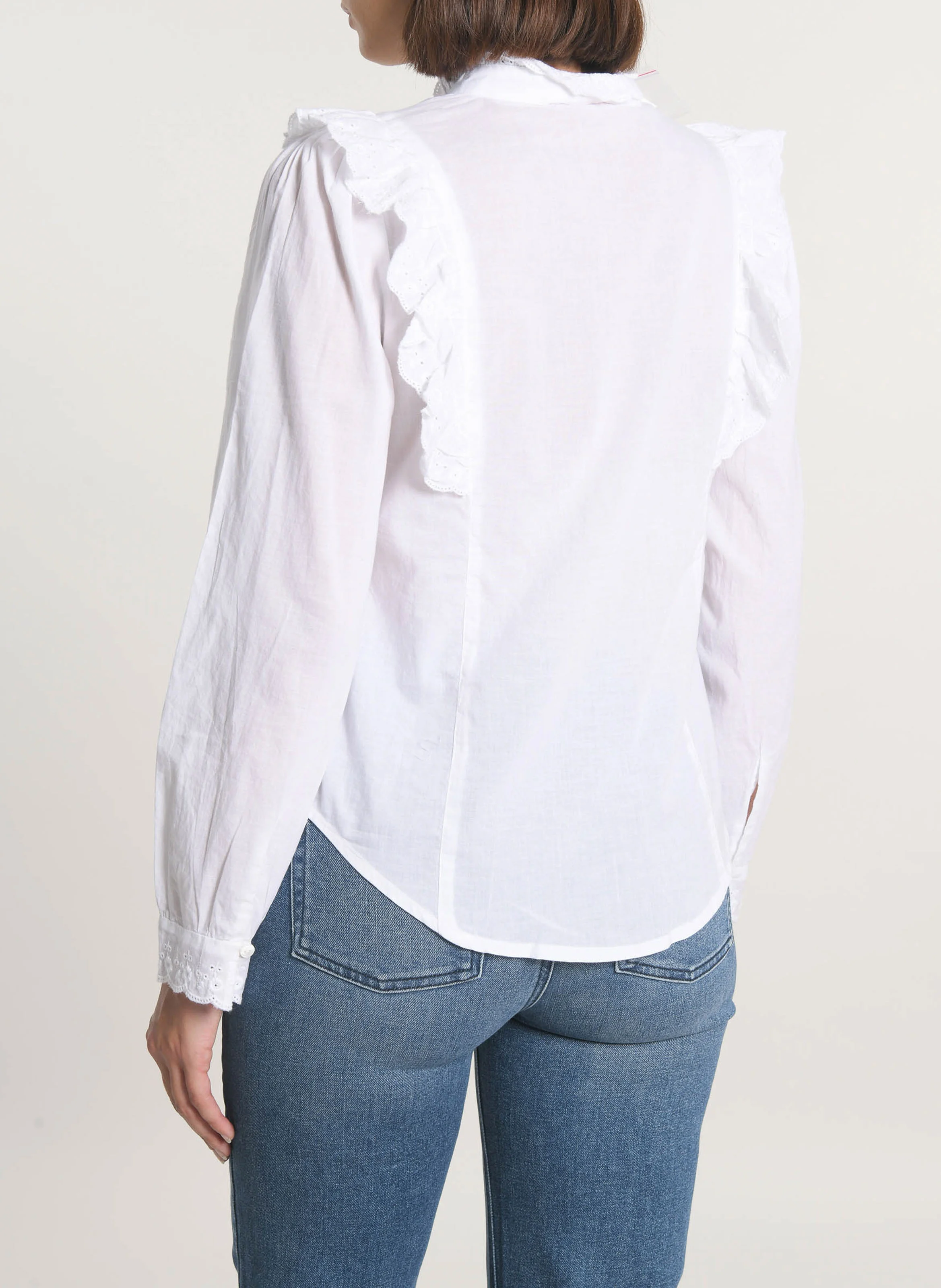 EMMA - Chemise à volants en coton| Blanc