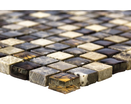 Glasmozaïek met natuursteen XCM M790 bruin/beige 30x30 cm