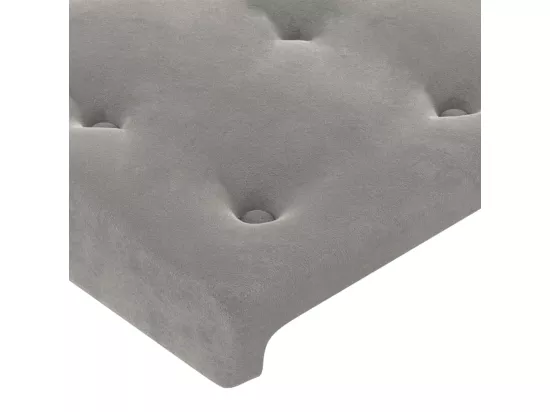 Sommier tapissier matelas et LED Gris clair 180x200 cm Velours