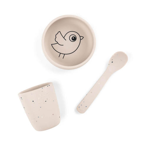 Coffret Premier Repas en Silicone BIRDEE Sable - DONE BY DEER