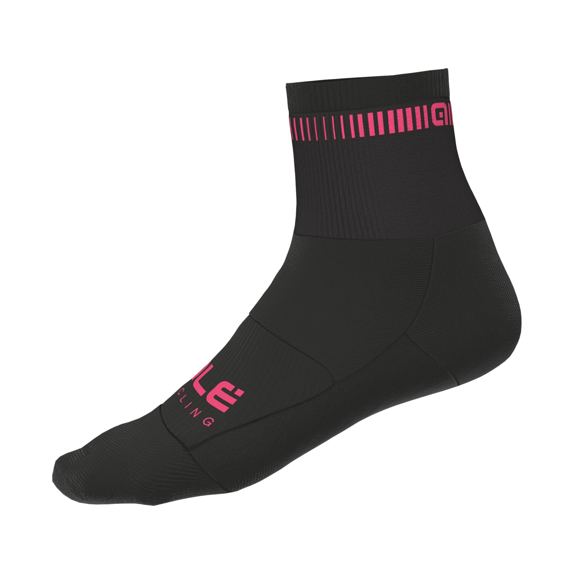 Ale Logo Q-Skin Fietssokken Zwart/Fluo Roze